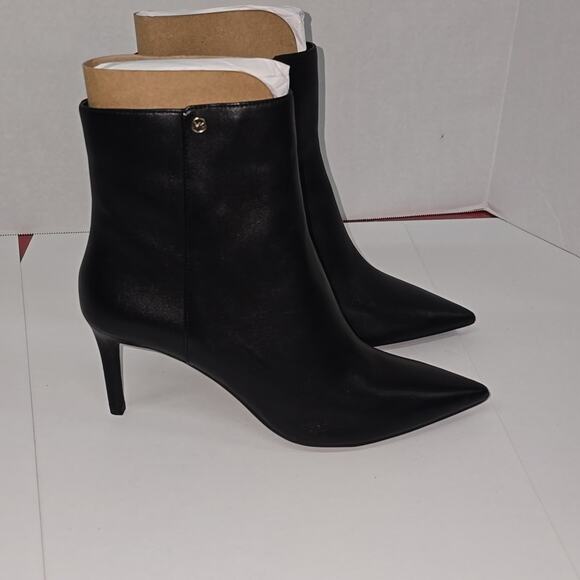 Michael Kors Alina Black Leather Ankle Boots Stiletto Heel Pointed Toe Womens 8M - Picture 4 of 16
